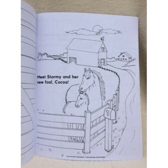 Coloring Book Farm Animals Childrens Homeschool Coloring Book Barnyard Rhymes - Picture 3 of 9